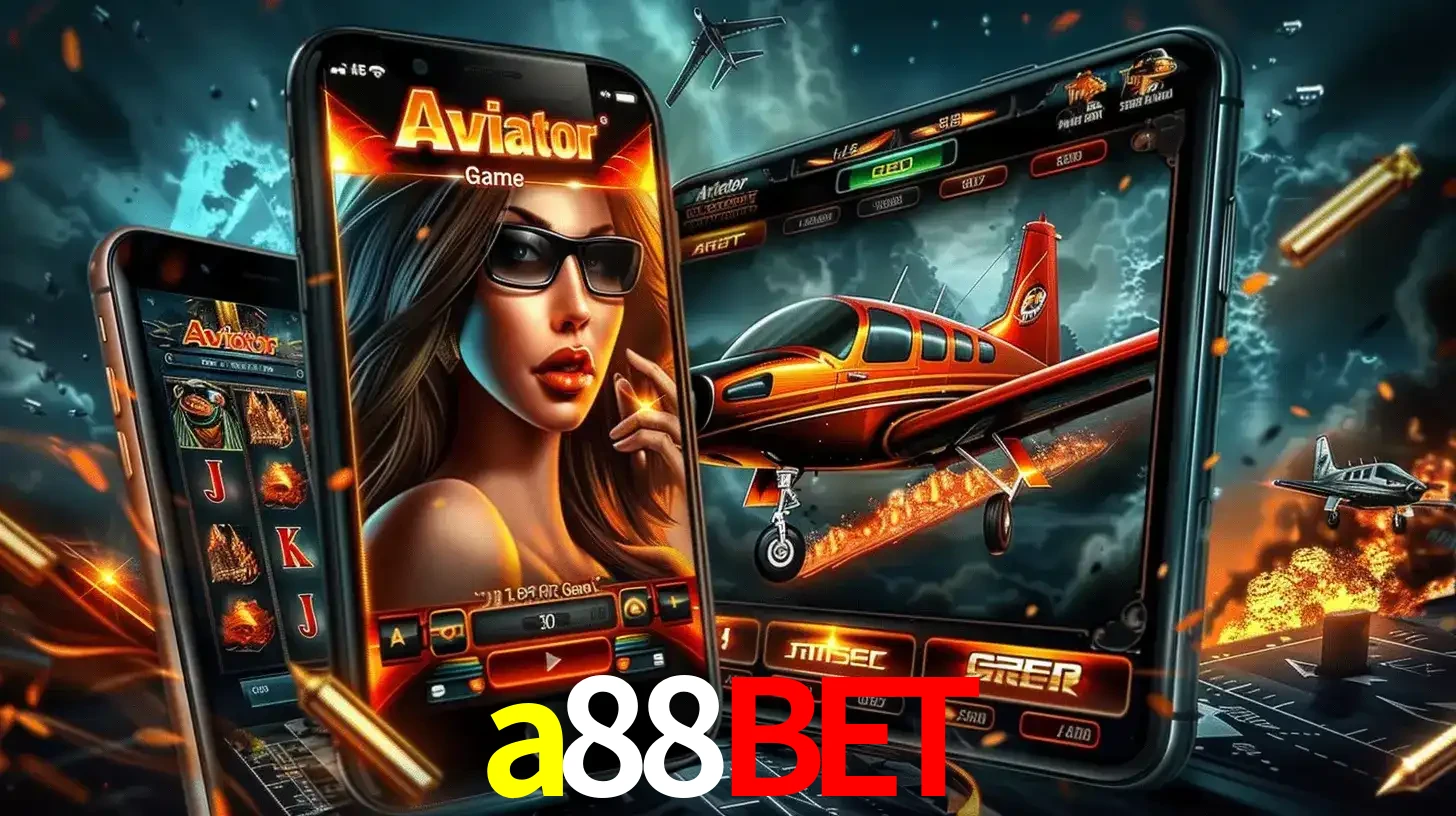 O popular jogo de apostas Aviator exibido em vários celulares e tablets, mostrando a interface emocionante e a ação de voo disponíveis para jogar agora no a88bet.