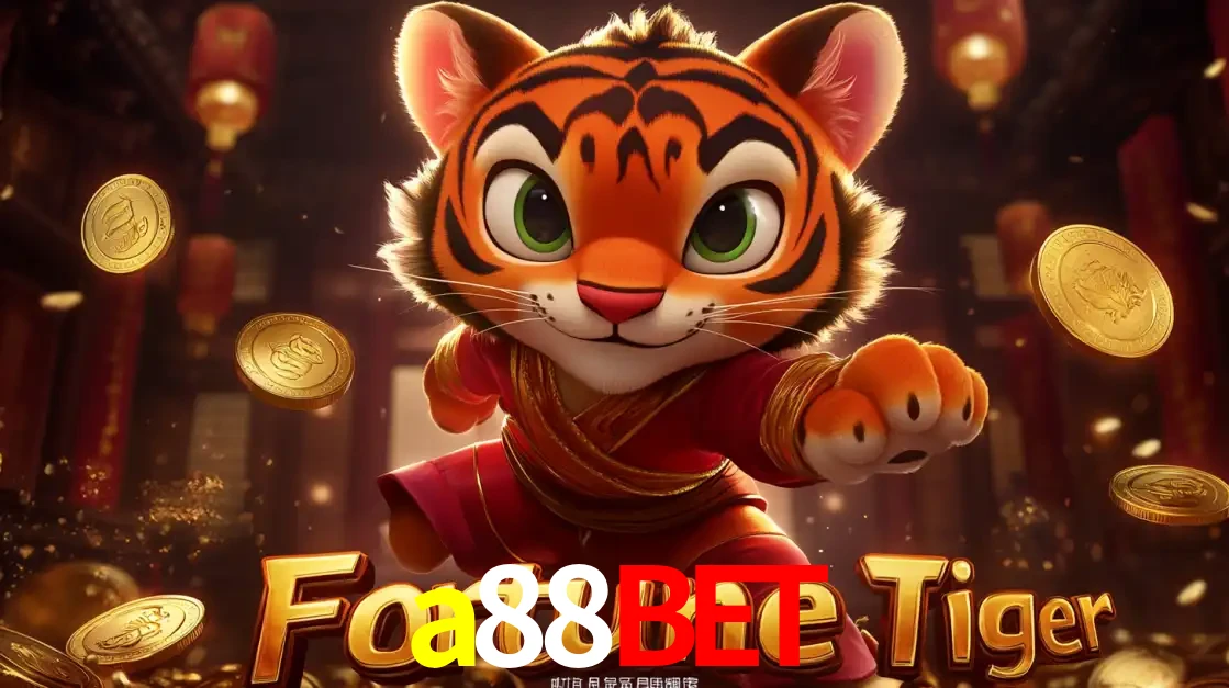 O carismático mascote do jogo de slot Fortune Tiger, um tigre fofo em pose de artes marciais, pronto para trazer sorte e multiplicadores de ganhos no cassino online a88bet.